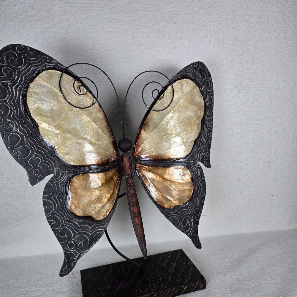 17" Irridescent Metal Butterfly Figurine Gold Boho Fairy Gorgeous